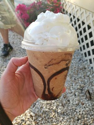 Frappe with soy milk at Curly's Coffee and Marina in Marathon