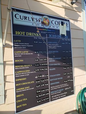 Menu at Curly's Coffee and Marina in Marathon