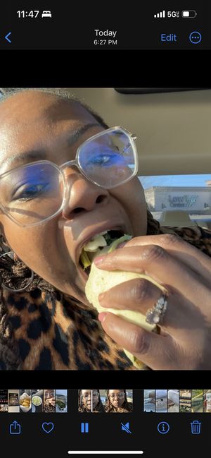 Me eating the taco 😊  at Tia's Tacos in Knoxville