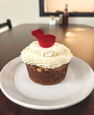 Apricot rose cupcakes - vegan + gluten free at The Hungry Pug Cafe in Kenora