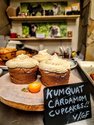 Kumquat cardamom cupcakes!! at The Hungry Pug Cafe in Kenora
