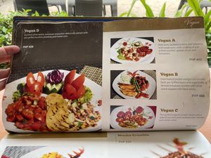 Vegan menu  at Sunmai Restaurant in El Nido