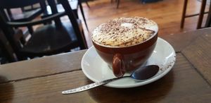 Almond milk cappacino at Little Deer Tracks in Coburg