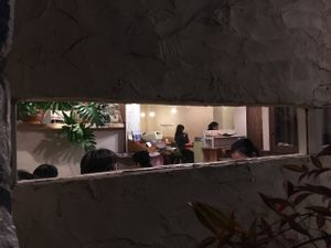 a window at Morpho Cafe in Kyoto