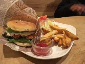 fish burger at Morpho Cafe in Kyoto