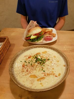 noodles ramen and burger at Morpho Cafe in Kyoto