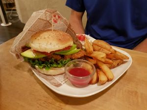 burger at Morpho Cafe in Kyoto