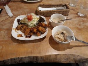 soy meat plate at Morpho Cafe in Kyoto