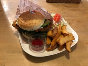 Fish Burger at Morpho Cafe in Kyoto