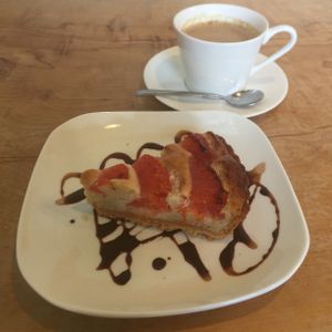 Grapefruit tart! at Morpho Cafe in Kyoto