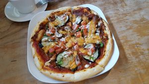 pizza at Morpho Cafe in Kyoto