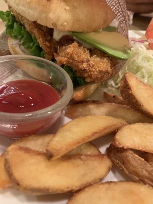 Fish burger  at Morpho Cafe in Kyoto
