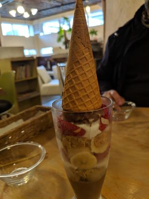 Strawberry parfait at Morpho Cafe in Kyoto