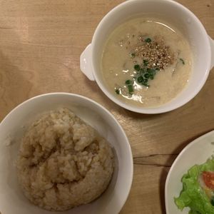 Rice and soup at Morpho Cafe in Kyoto