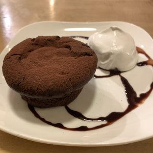 Chocolate cake and ice cream at Morpho Cafe in Kyoto