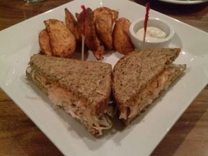 tempeh Reuben with sea fries at Real Food Daily - Pasadena in Pasadena