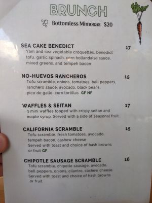 Brunch menu 2 at Real Food Daily - Pasadena in Pasadena