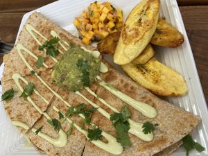 Caribbean quesadilla  at Real Food Daily - Pasadena in Pasadena