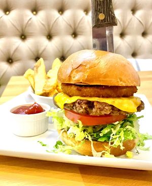 Vegan BBQ Onion Ring Burger❤️  at Real Food Daily - Pasadena in Pasadena