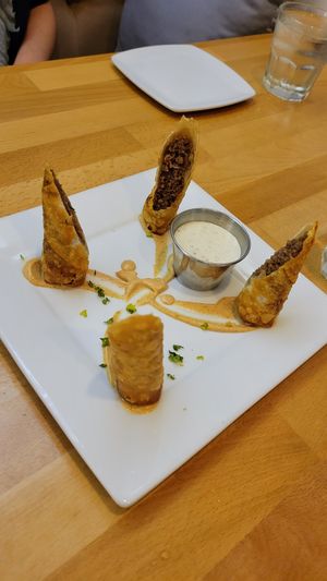 Cheeseburger egg rolls at Real Food Daily - Pasadena in Pasadena
