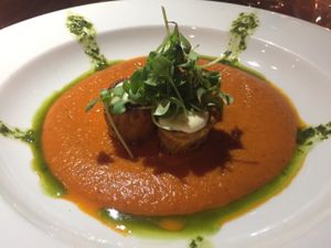 Pan-seared mushroom scallops  at Real Food Daily - Pasadena in Pasadena