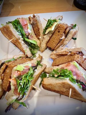 The club sandwich a crowd pleaser!   at Real Food Daily - Pasadena in Pasadena