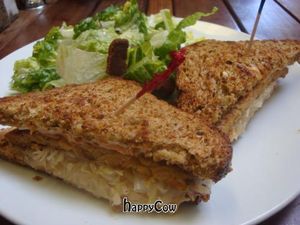 tempeh reuben with caesar salad at Real Food Daily - Pasadena in Pasadena