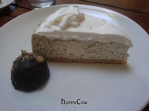 lemon poppyseed cheesecake and chocolate truffle at Real Food Daily - Pasadena in Pasadena