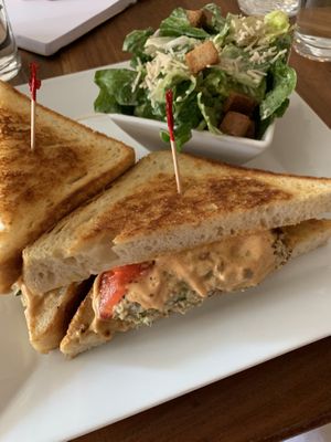 Almond tune melt with Caesar salad at Real Food Daily - Pasadena in Pasadena