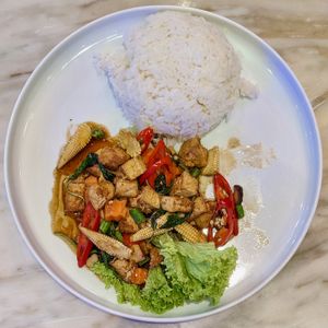 Ka Pow with OnlyEg & Basil Tofu at Bangkok Jam - Great World City in Central Singapore