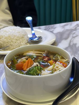 Vegetarian tom yum - we love this!  at Bangkok Jam - Great World City in Central Singapore