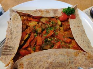 Galette with Ratatouille, vegan and delicious 😋 at Gaststätte Mandragora in Bochum