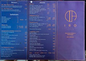 Menu page at Iro Izakaya Vegan at Iro Izakaya Vegan in Berlin