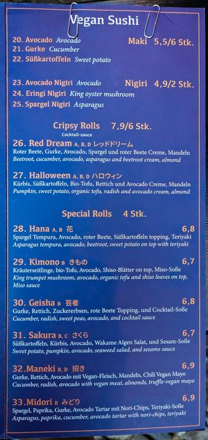 Menu page at Iro Izakaya Vegan at Iro Izakaya Vegan in Berlin