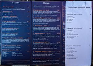 Menu page at Iro Izakaya Vegan at Iro Izakaya Vegan in Berlin