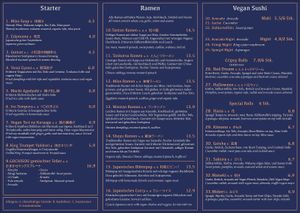 Menu / Speisekarte at Iro Izakaya Vegan in Berlin
