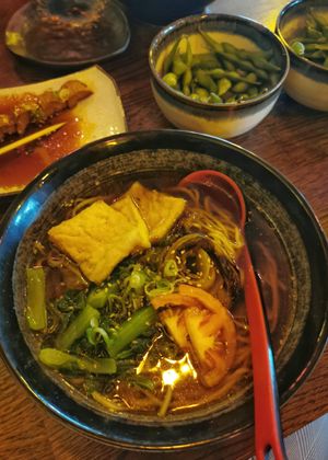 Shoyu Ramen, Edamame at Iro Izakaya Vegan in Berlin