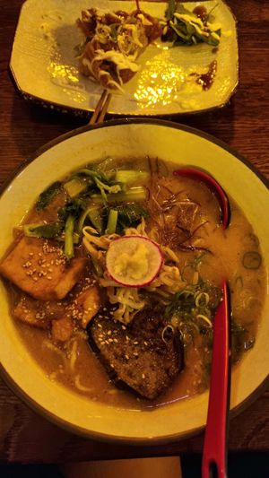Miso ramen and Yasai gyoza at Iro Izakaya Vegan in Berlin