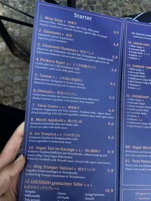The menu  at Iro Izakaya Vegan in Berlin