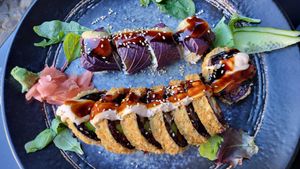 Vegan checken rolls + King trumpet rolls at Iro Izakaya Vegan in Berlin