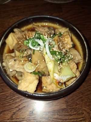 Tofu, vegan chicken, radish and shimeji mushrooms at Iro Izakaya Vegan in Berlin