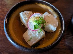 Mochi agedashi at Iro Izakaya Vegan in Berlin