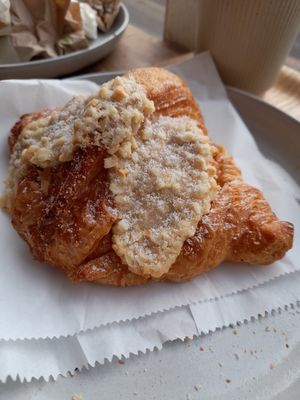 Almond croissant, just seconds from being demolished at WAVE in North London