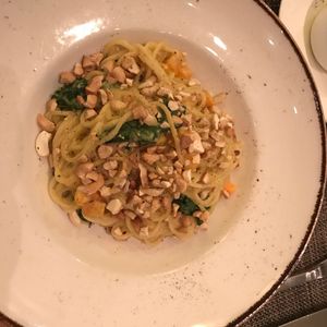 Fall 2017 vegan pumpkin Alfredo  at YEW Restaurant + Bar in Vancouver