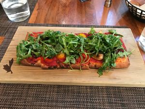 Vegan flatbread at YEW Restaurant + Bar in Vancouver