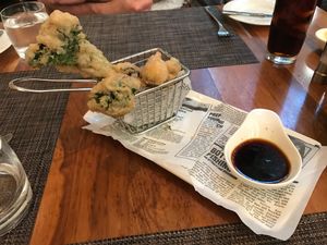 Vegan tempura veggies at YEW Restaurant + Bar in Vancouver