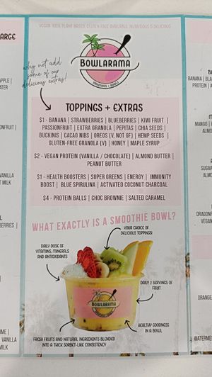 Toppings & Extras (Honey the only thing not vegan) at Bowlarama in Broadmeadow
