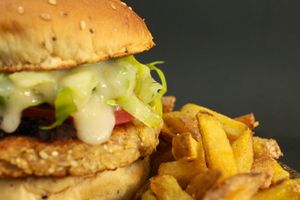 Saboroso lanche Sativic (385g) + porção de batata frita sequinha e crocante (150g) at Gunas Burguer in Sao Paulo