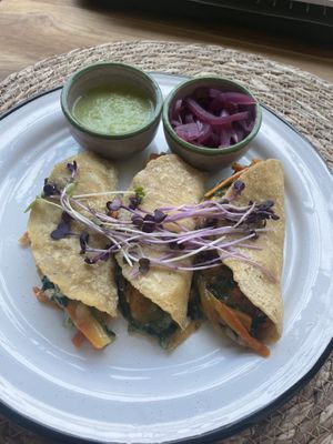 Vegan dobladitas  at Good Karma  in San Salvador