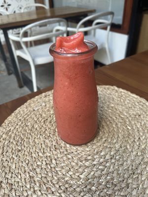 Very Berry smoothie with strawberry, watermelon, cucumber and lemon was our fave drink!  at Good Karma  in San Salvador